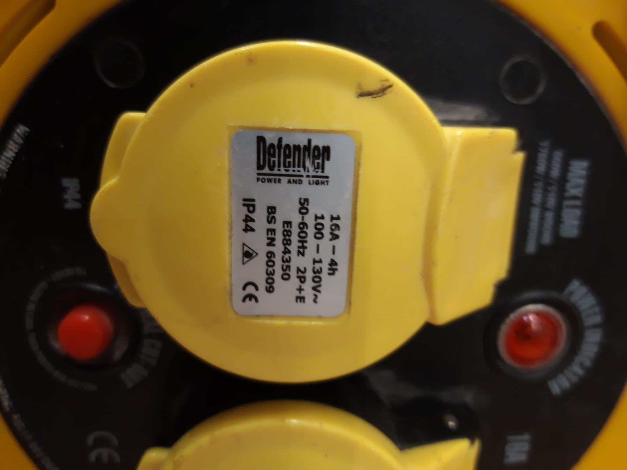 Defender 110V 25m 16A Extension Reel Hire